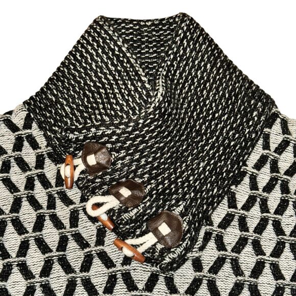 Leif Nelson Knit Sweater Men's Size 4XL Black White 3D Knit Shawl Neck Slim Fit - Picture 2 of 7